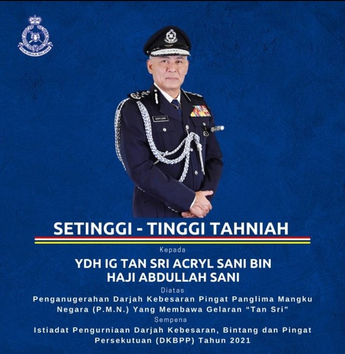 Seri acryl sani dato Menteri Dalam